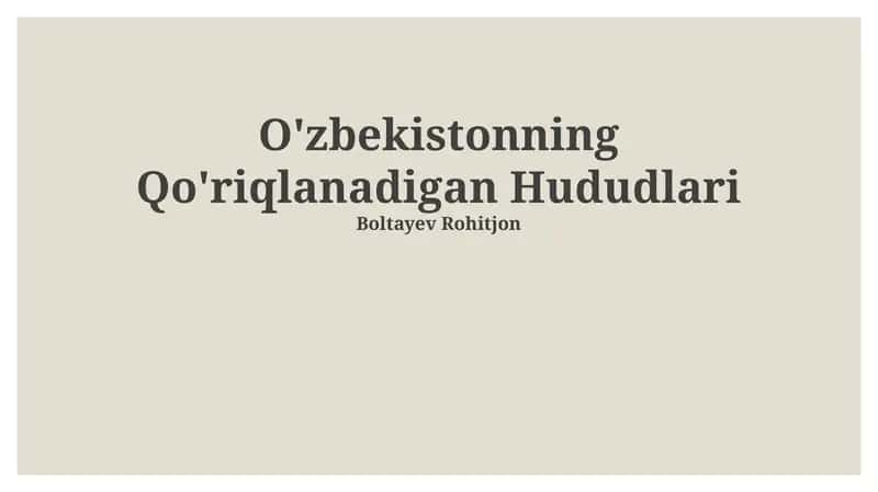 O'zbekistonning Qo'riqlanadigan Hududlari