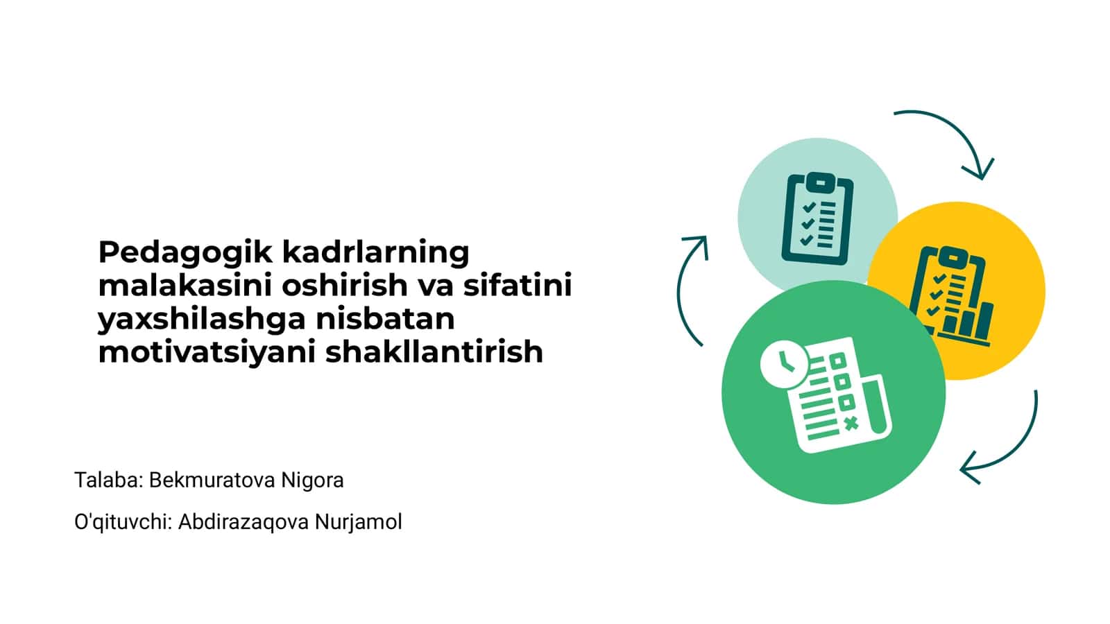 Pedagogik kadrlarning malakasini oshirish va sifatini yaxshilashga nisbatan motivatsiyani shakllantirish