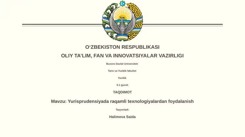 Yurisprudensiyada raqamli texnologiyalardan foydalanish