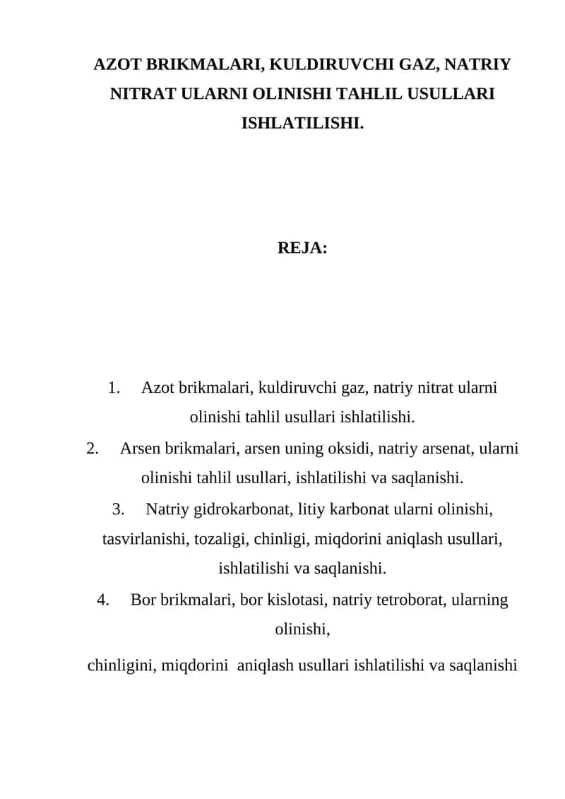 Natriy nitrat ularni olinishi tahlil usullari ishlatilishi