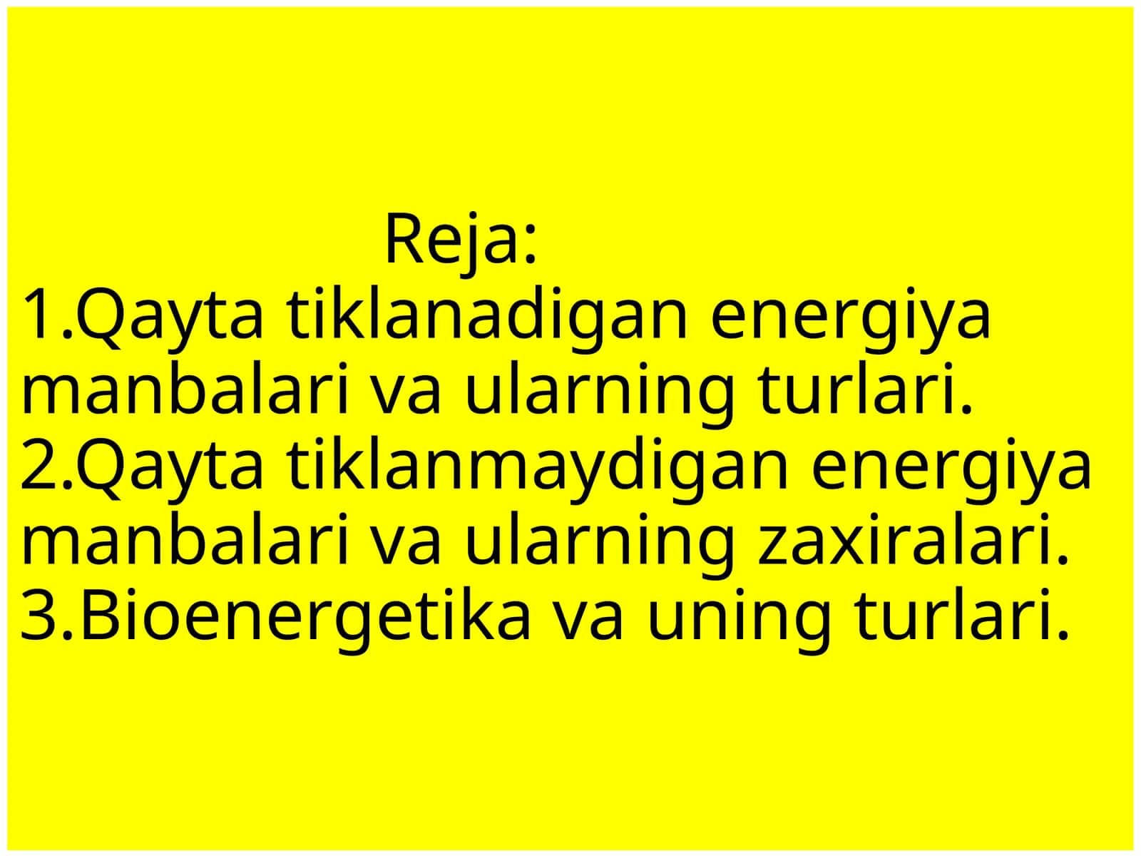 QAYTA TIKLANADIGAN ENERGIYA MANBALARI