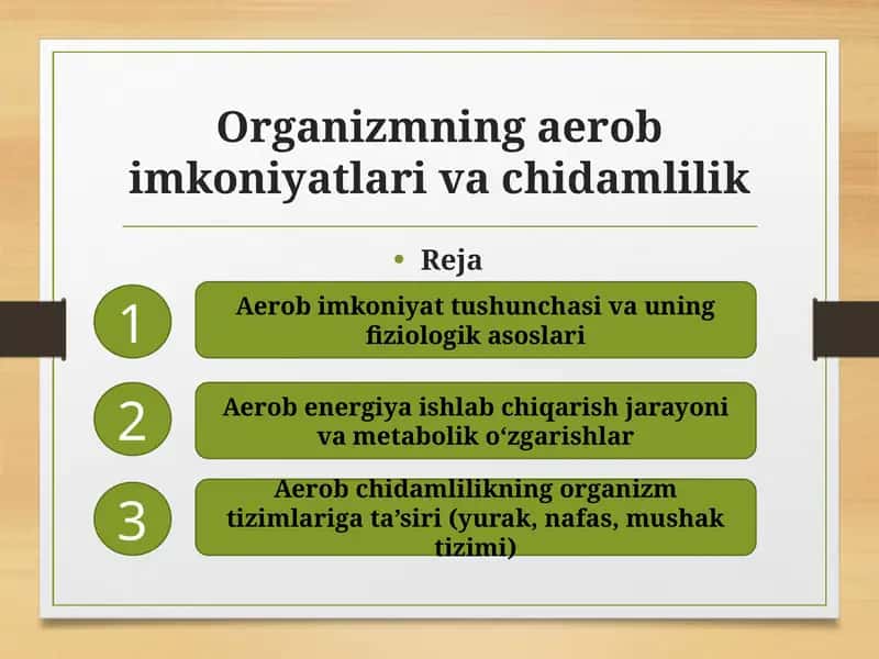 Organizmning aerob imkoniyatlari va chidamlilik