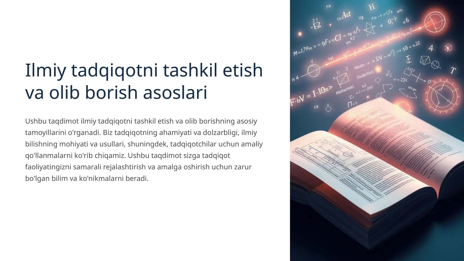 Ilmiy tadqiqotni tashkil etish va olib borish asoslari