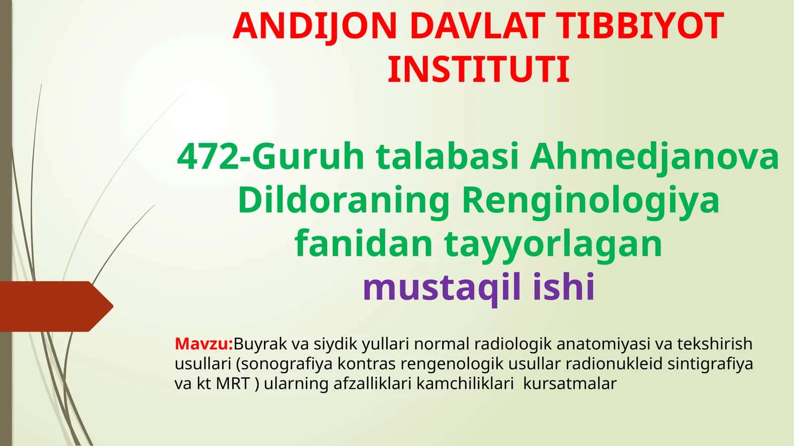 Buyrak va Siydik Yullari Normal Radiologik Anatomiyasi va Tekshirish Usullari
