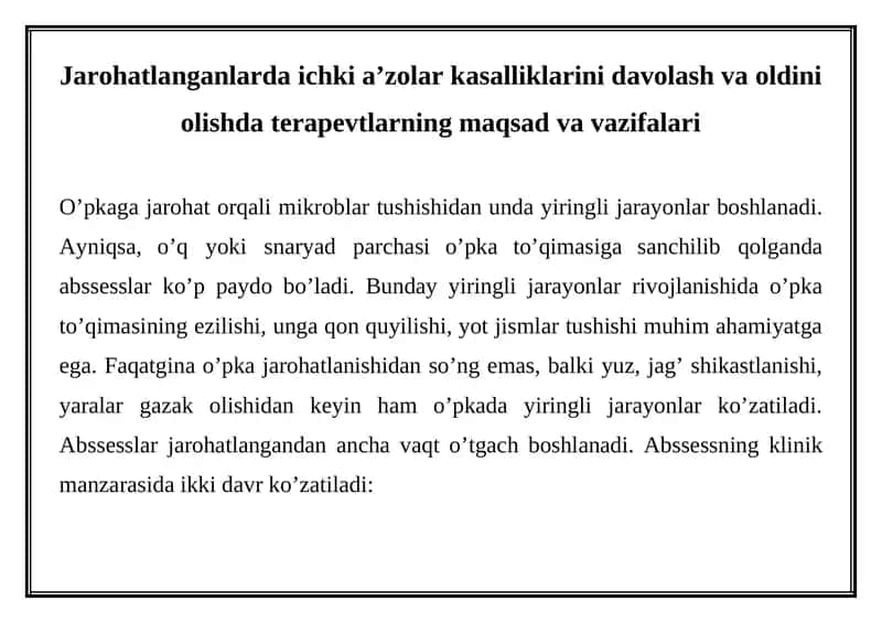 Ichki a'zolar kasalliklarini davolash va oldini olish