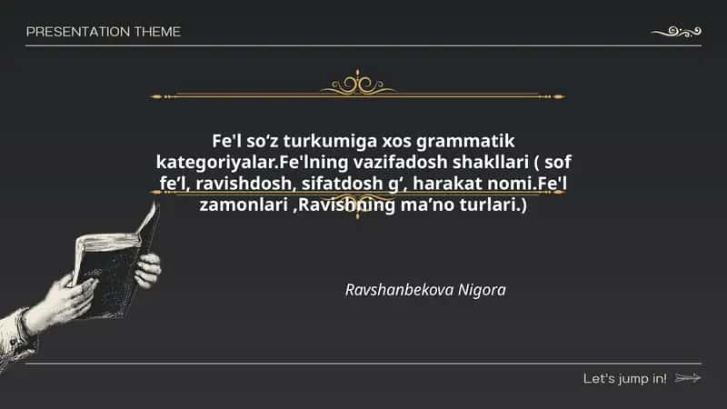 Fe'l soʻz turkumiga xos grammatik kategoriyalar