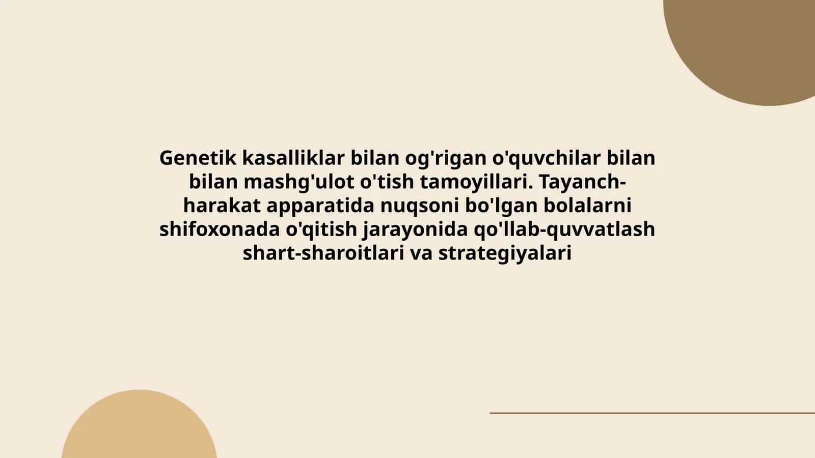 Genetik kasalliklar bilan og'rigan o'quvchilar bilan mashg'ulot o'tish tamoyillari