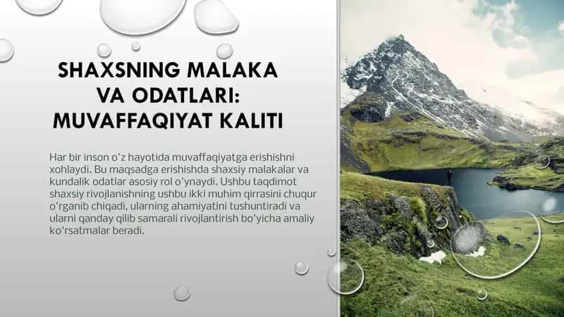 Mavzu:Shaxsning Malaka va Odatlari: Muvaffaqiyat kaliti Umumiy_psixologiya_mustaqil_ish