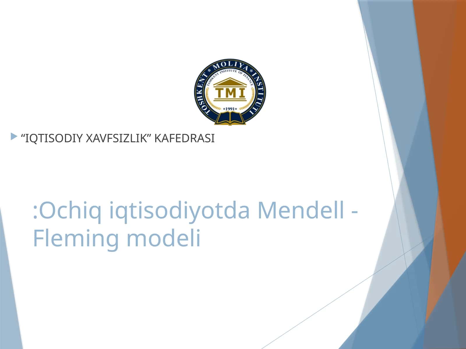 Ochiq iqtisodiyotda Mendell - Fleming modeli
