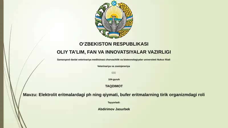 Elektrolit eritmalarda ph ning qiymati