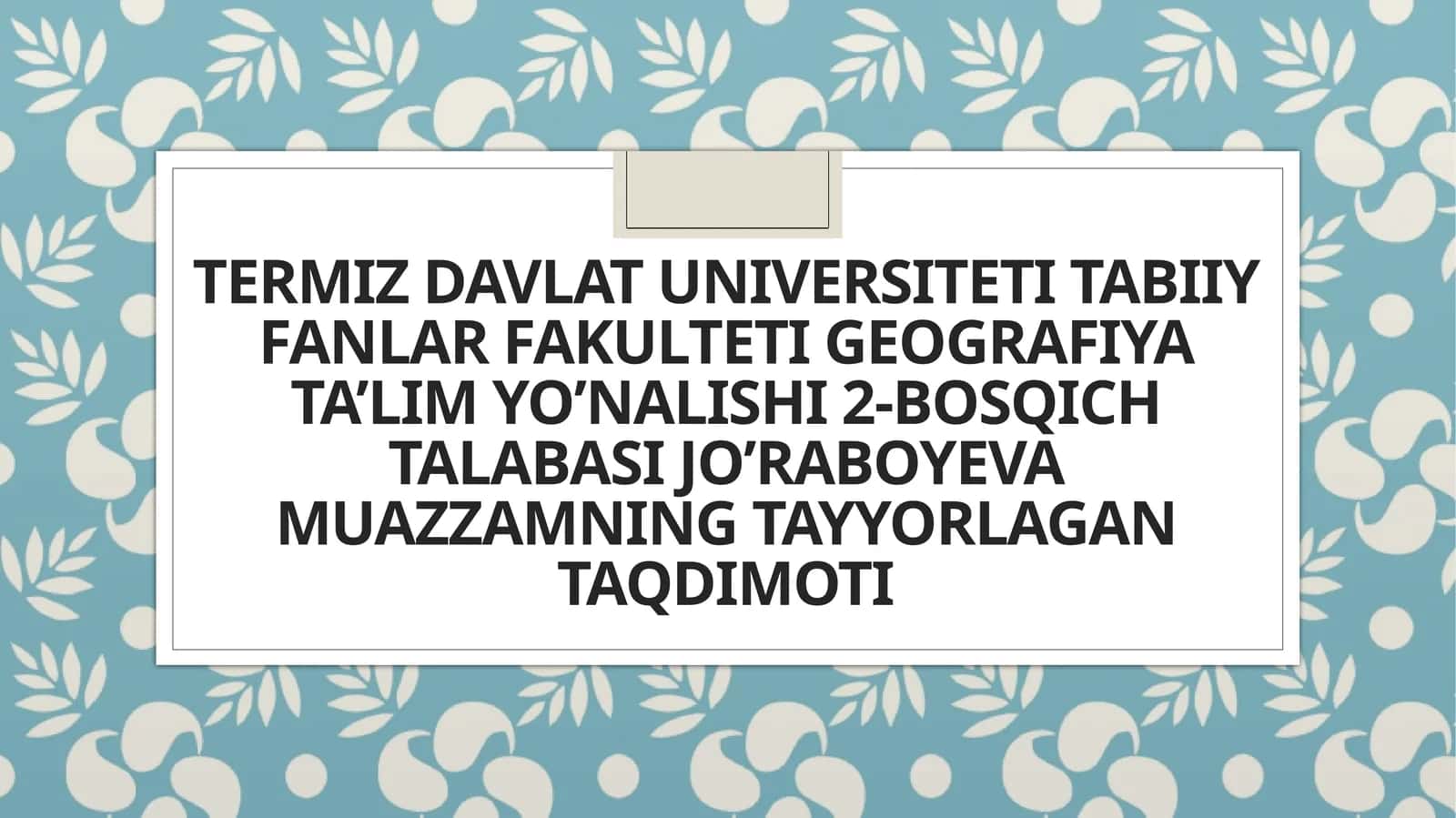 Geografik xaritalar da hodisalar ni kartografik tasvirlash usullarini o‘rganish