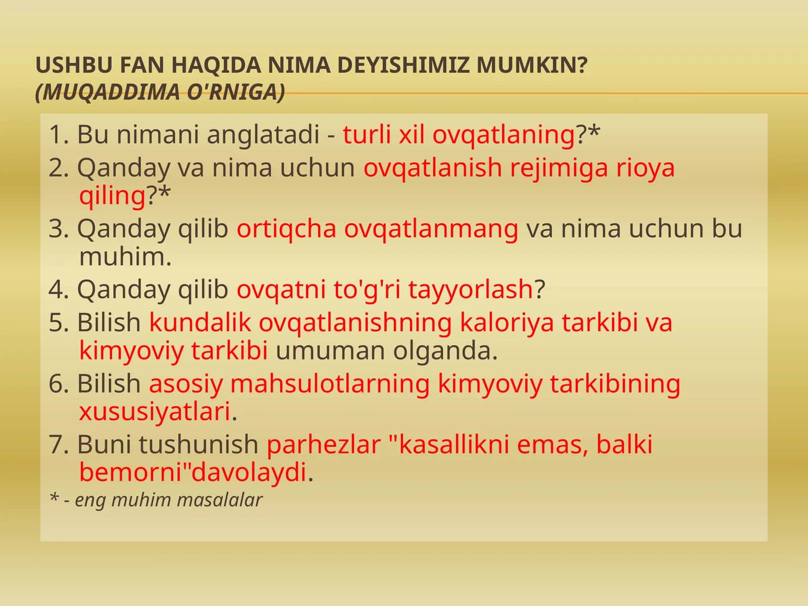 Ushbu fan haqida nima deyishimiz mumkin?