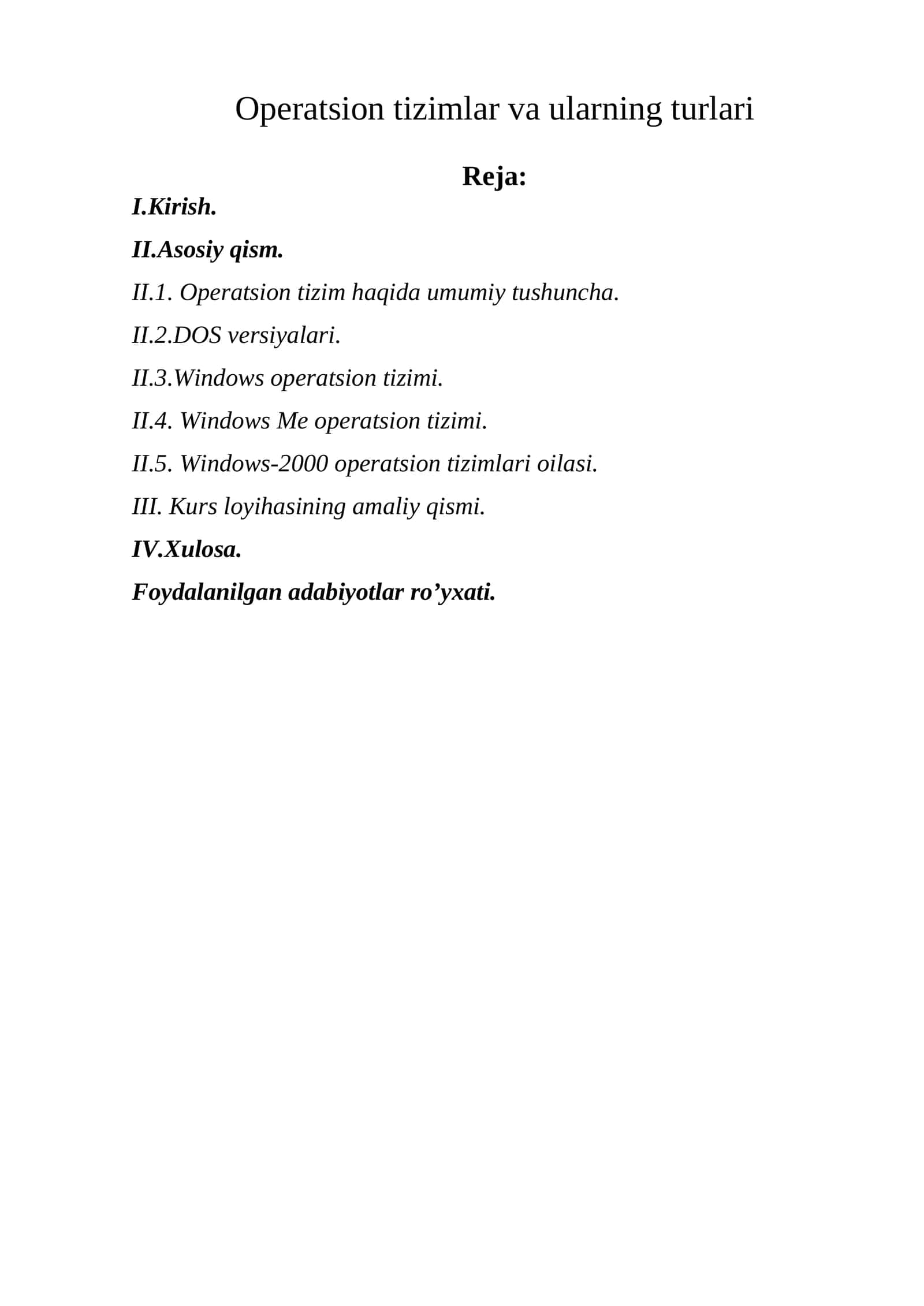 Operatsion tizimlar va ularning turlari