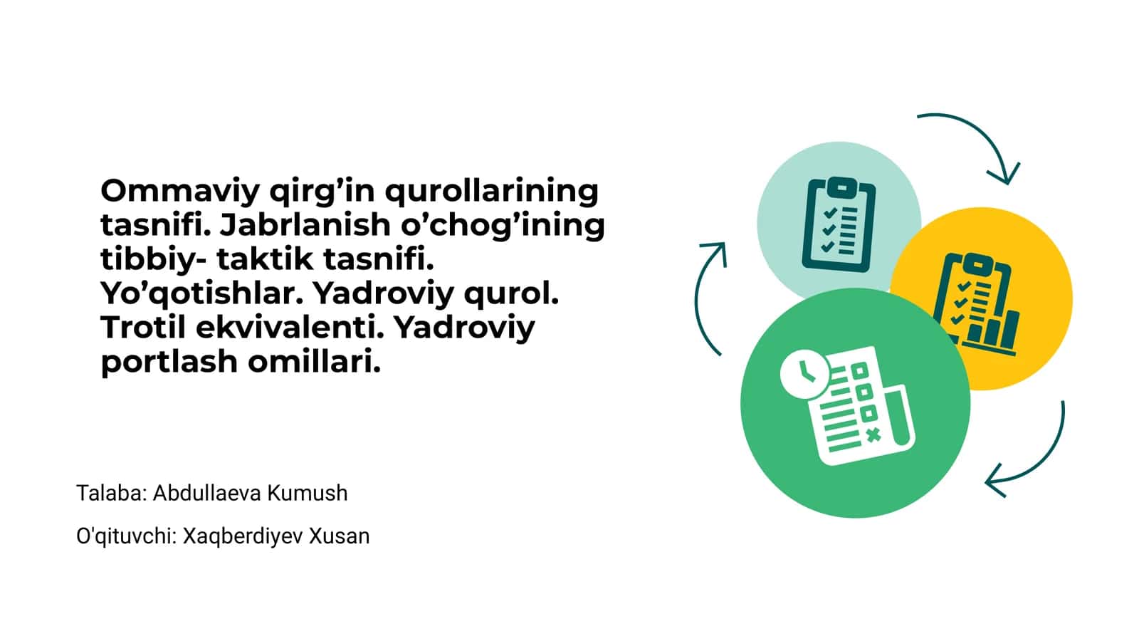 Ommaviy qirg’in qurollarining tasnifi