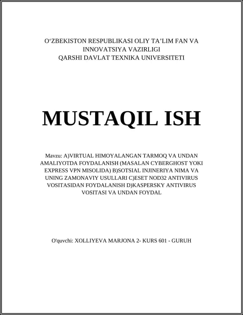 Virtual xususiy tarmoq (VPN)