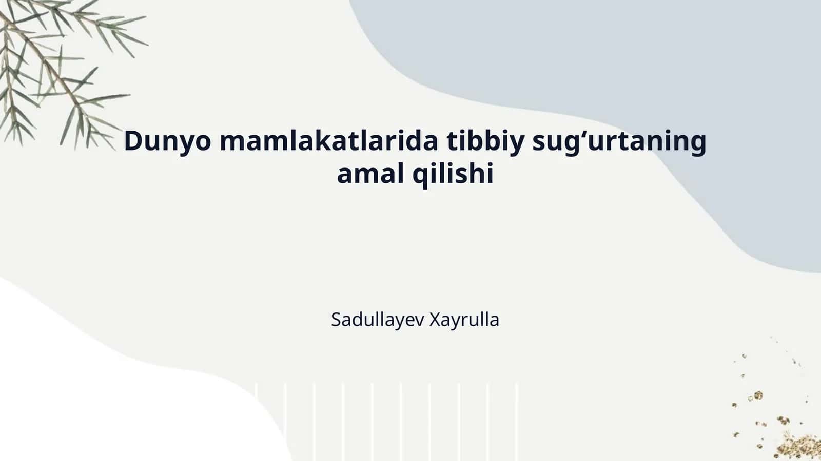Dunyo mamlakatlarida tibbiy sugʻurtaning amal qilishi