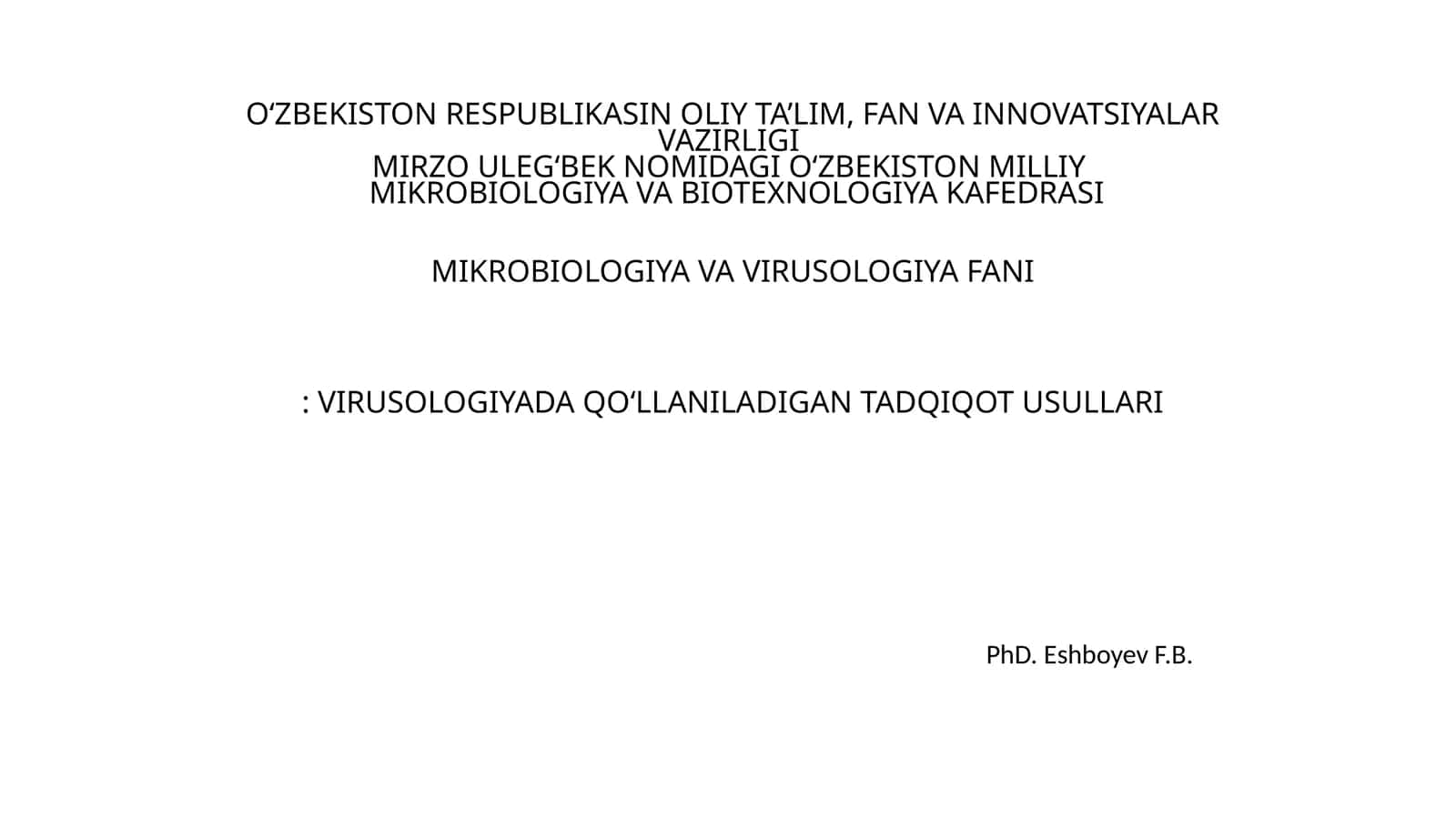 Mikrobiologiya va Biotexnologiya
