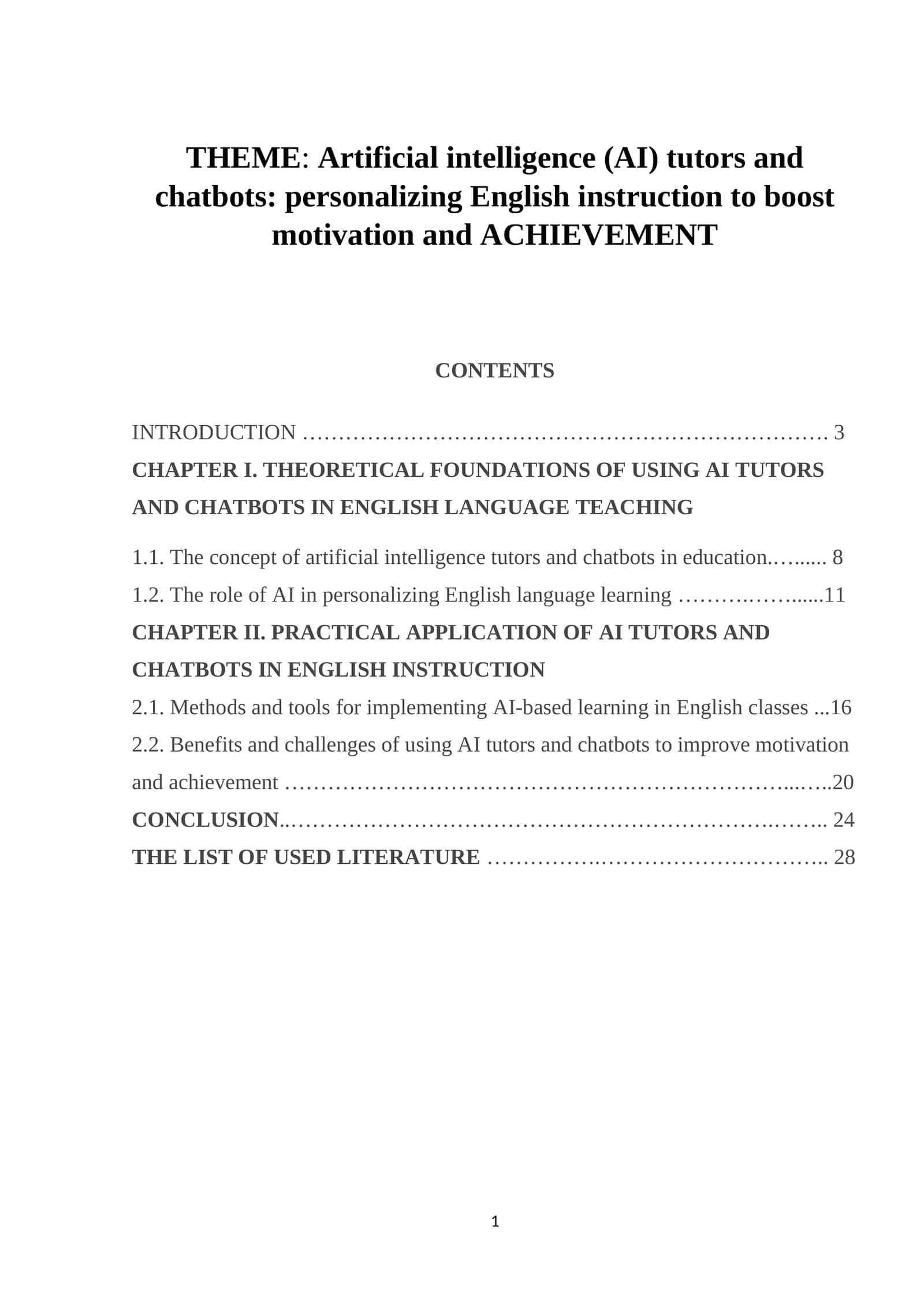 Artificial intelligence (AI) tutors and chatbots: personalizing English instruction to boost motivation and ACHIEVEMENT