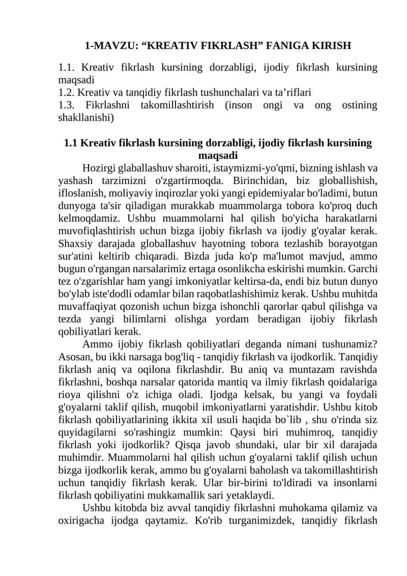 KREATIV FIKRLASH