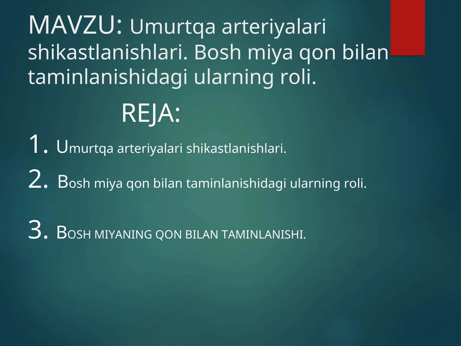Umurtqa arteriyalari shikastlanishlari. Bosh miya qon bilan taminlanishidagi ularning roli
