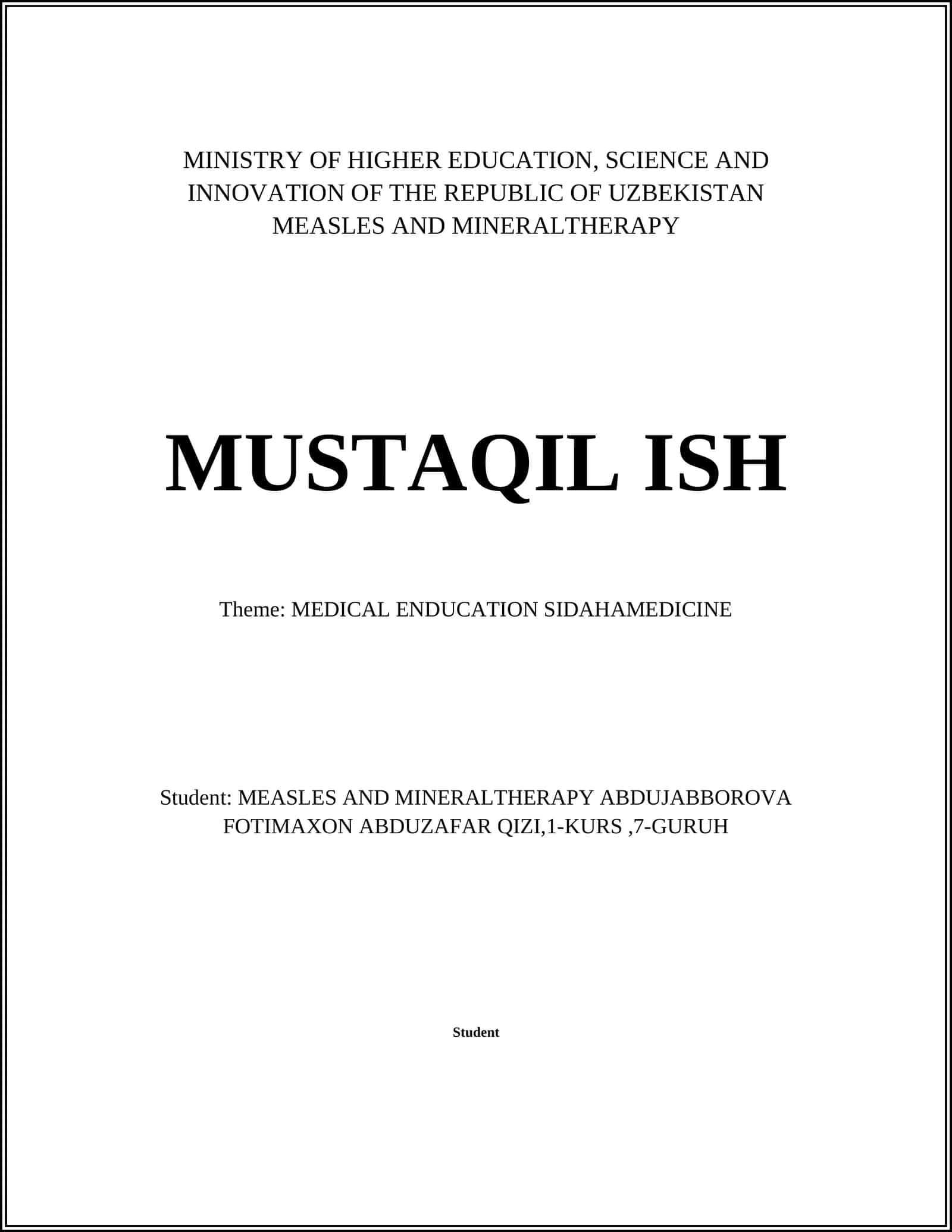 MEASLES AND MINERALTHERAPY
