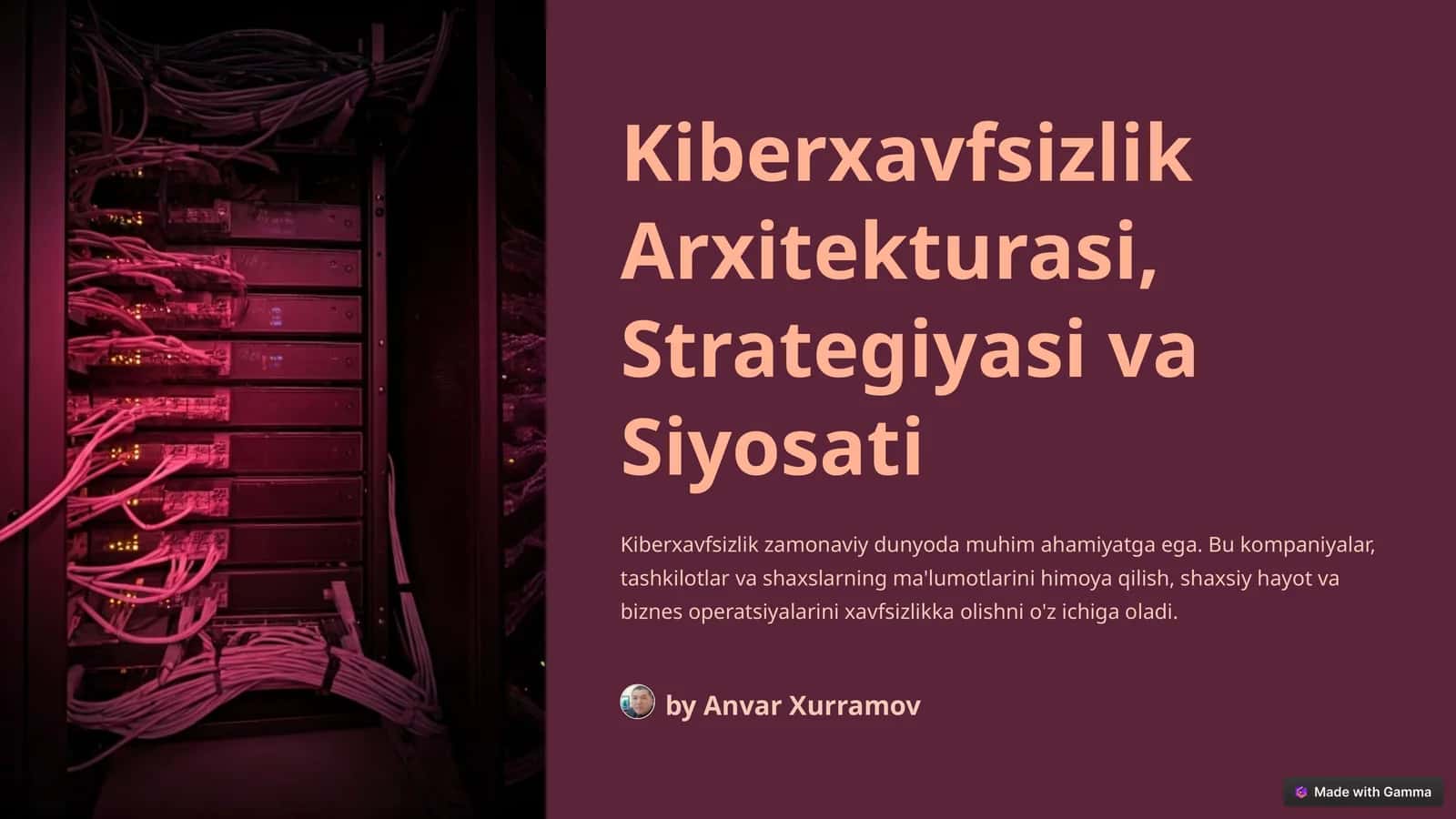 Kiberxavfsizlik Arxitekturasi, Strategiyasi va Siyosati