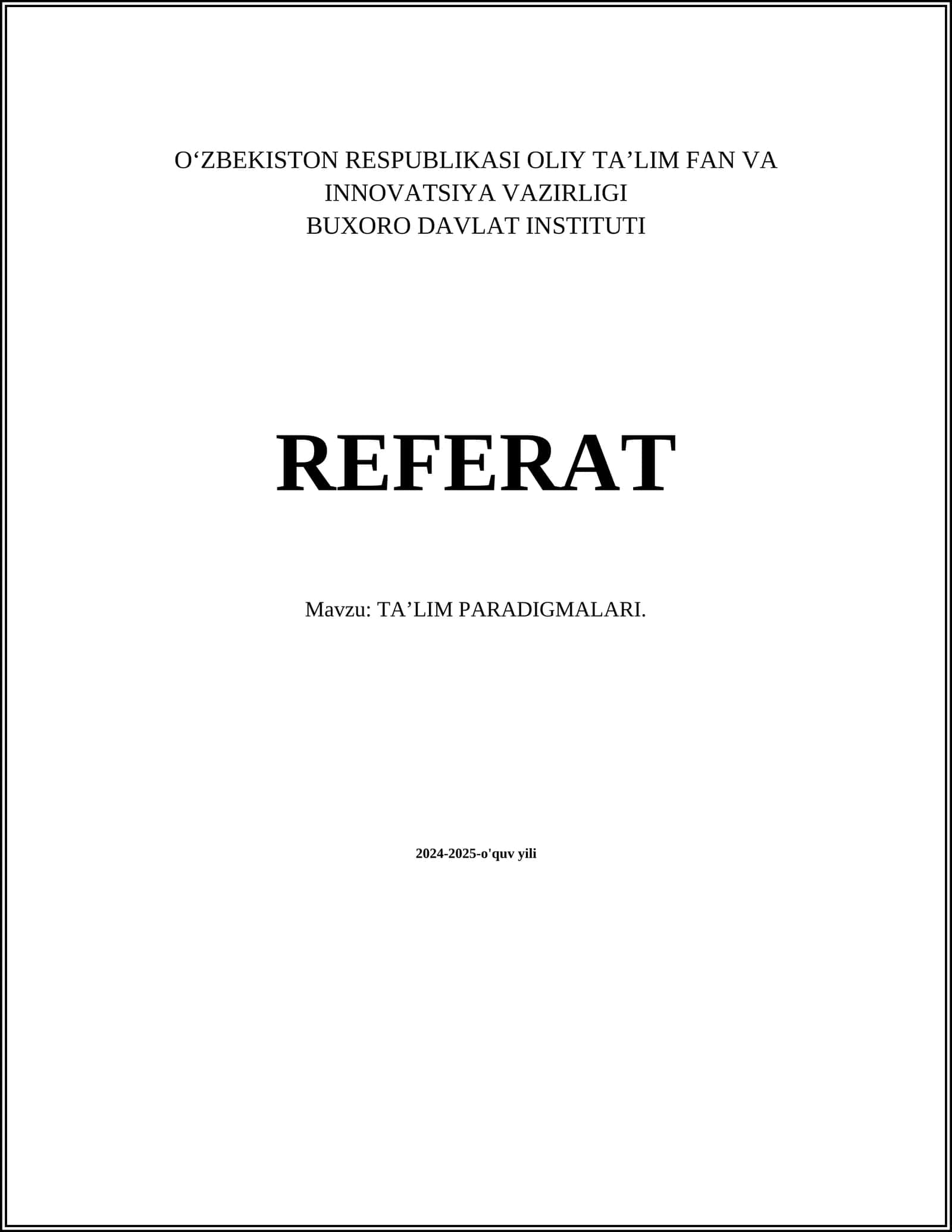TA’LIM PARADIGMALARI