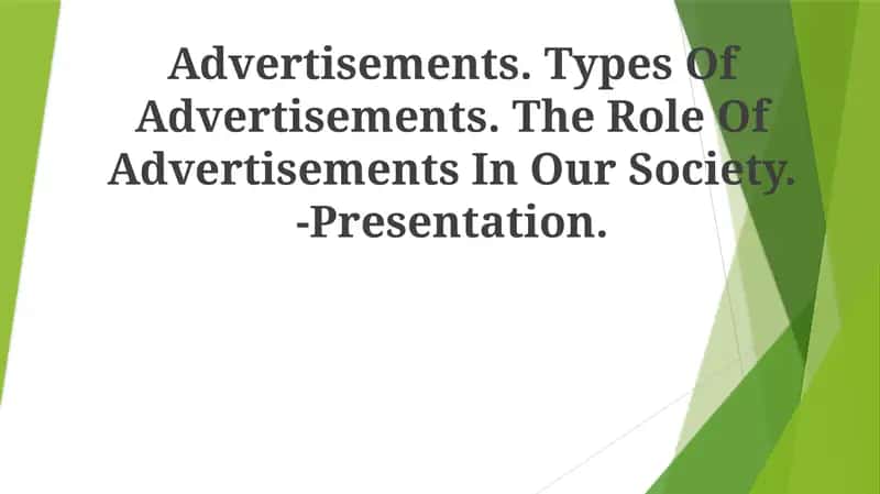 Role Of Advertisements In Society