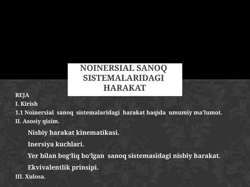 Noinersial sanoq sistemalari