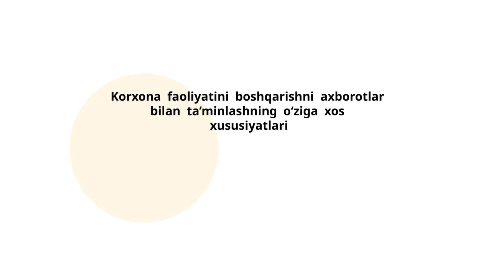 Korxona faoliyati tahlili uchun axborot tizimlari