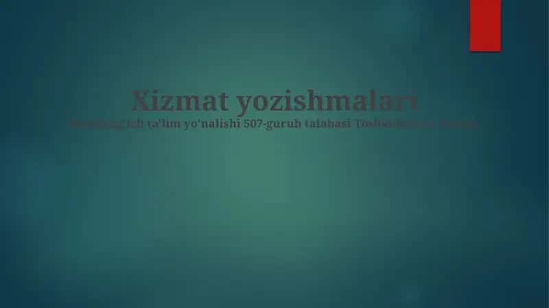 Xizmat yozishmalari