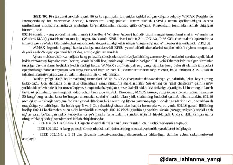 IEEE 802.16 standarti arxitekturasi